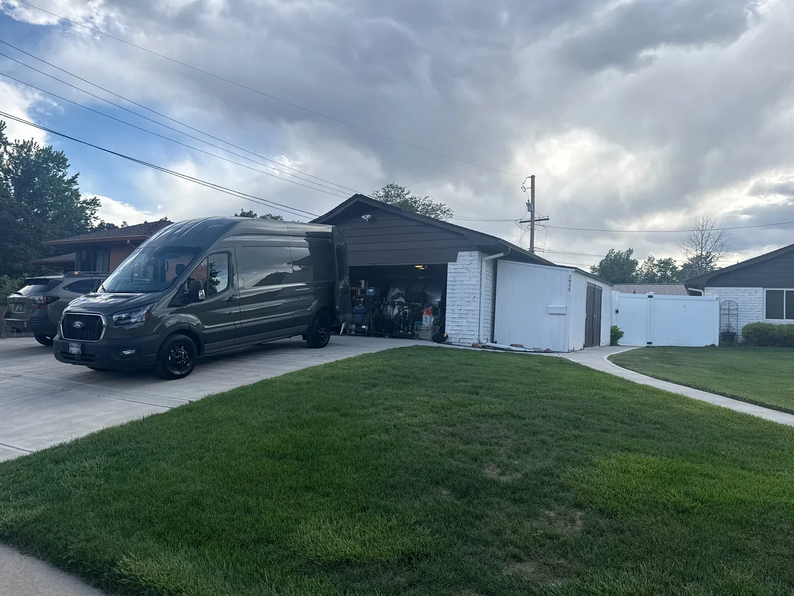 Transit in the driveway at home